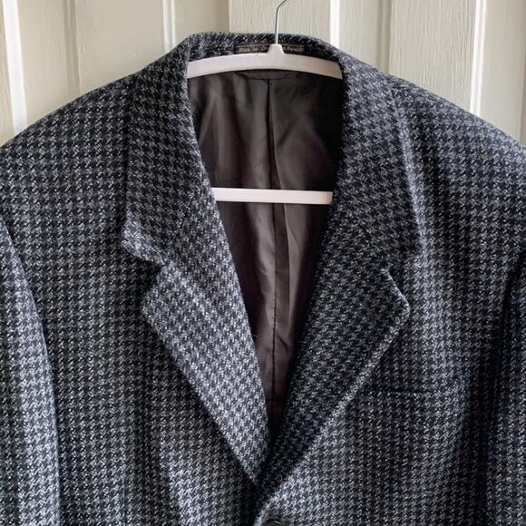Vintage Bernhard Altmann Houndstooth Blazer Jacket Gray Black 44 Long - Picture 3 of 8